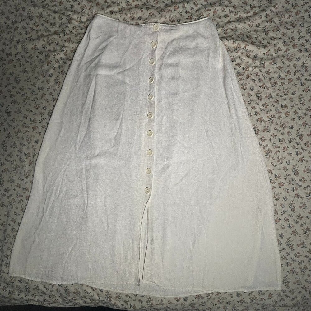 Dress Barn White Button Down White Midi/Maxi Skirt XL Size 14/16